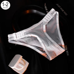 1-2pcs/set Thin Gauze Sexy Briefs Women Seamless Breathable Mesh "Buckle" Underwear