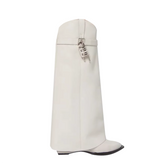 Lock Detailed Knee High Boots