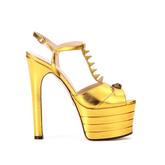 T Strap High Heel Platform Sandals