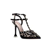 Studded Mid Heel Sandals - 8.5cm