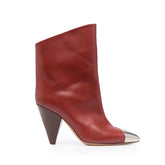 Metal Plated Leather Ankle Boots