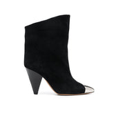 Metal Plated Suede Ankle Boots