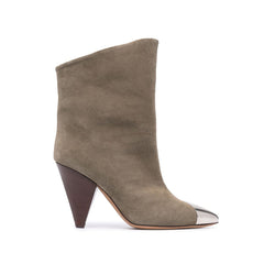 Metal Plated Suede Ankle Boots