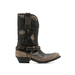 Buckled Distressed Ankle Boots