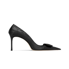 Bow Mid Heel Pumps - 6cm