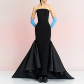 Ruffled Hem Tube Evening Dress Gown