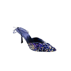 Sequinned Lace Up Mid Heel Sandals