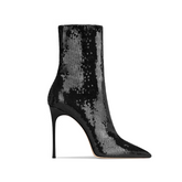 Sequinned Stiletto Heel Ankle Boots - 10cm