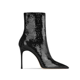Sequinned Stiletto Heel Ankle Boots - 8cm