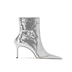 Sequinned Stiletto Heel Ankle Boots - 6cm