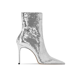 Sequinned Stiletto Heel Ankle Boots - 8cm