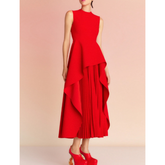 Ruffled Fold Hem Evening Dress Gown