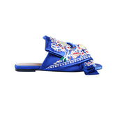 Embroidery Knotted Leather Slipper Slides