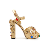 Diamante Studded Block Heel Platform Sandals