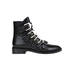 ive - LEWIS Studded Buckled Biker Ankle Boots