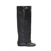 Wedged Heel Leather Ankle Boots