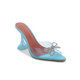 Diamante Bow Naked Mules Sandals
