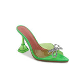 Diamante Bow Naked Mules Sandals