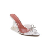 Diamante Bow Naked Mules Sandals