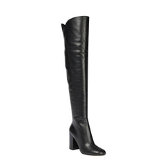 Block Heel Leather Knee High Boots