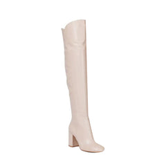Block Heel Leather Knee High Boots