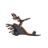 Ankle Strap Wedged Heel Sandals - 7cm