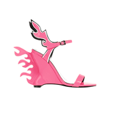 Ankle Strap Wedged Heel Sandals - 10cm