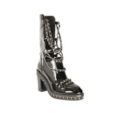 Chain Embellished Biker Ankle Boots