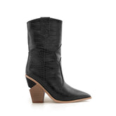 culptured Heel Western Cowboy Ankle Boots