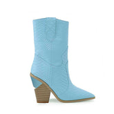 culptured Heel Western Cowboy Ankle Boots