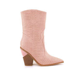 culptured Heel Western Cowboy Ankle Boots