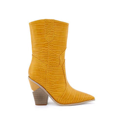 culptured Heel Western Cowboy Ankle Boots