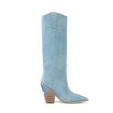 culptured Heel Western Cowboy Knee High Boots