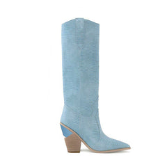 culptured Heel Western Cowboy Knee High Boots