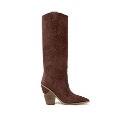culptured Heel Western Cowboy Knee High Boots