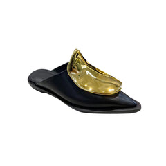 Metal Embellished Flat Slippers Slides