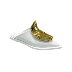 Metal Embellished Flat Slippers Slides