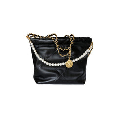 Chain And Pearl Quilted Cross Body Bag