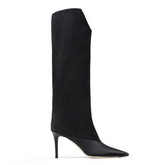 Leather And Suede Knee High Boots