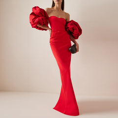 Bell Sleeves Off-Shoulder Evening Dress Gown