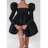 Puff Sleeves Mini Dress