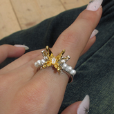 Butterfly And Pearl Ring