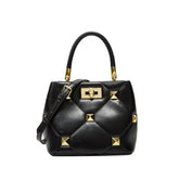 Studded Quilted Leather Tote Bag