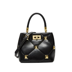 Studded Quilted Leather Tote Bag
