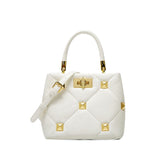 Studded Quilted Leather Tote Bag