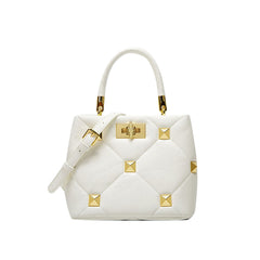 Studded Quilted Leather Tote Bag