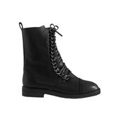 Lace Up Chain Ankle Boots
