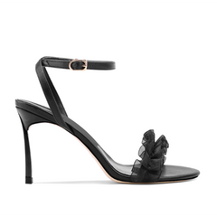 Ruffled Ankle Strap High Heel Sandals - 10cm