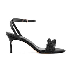 Ruffled Ankle Strap Mid Heel Sandals - 6cm