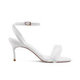 Ruffled Ankle Strap Mid Heel Sandals - 6cm